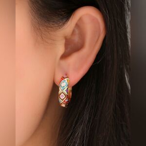 Colorful Geometric Hoop Earrings S982
